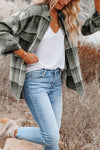 Medium Grey Plaid Flap Pockets Shacket-Outerwear-MomFashion