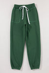 Mist Green Drawstring Waist Casual Jogger Pants-Bottoms-MomFashion