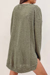 Moss Green Plus Size Textured Knit Long Sleeve Top-Plus Size-MomFashion