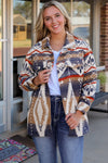 Multicolor Aztec Print Button-Up Oversized Jacket-Outerwear-MomFashion