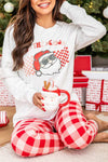 Multicolor Christmas Claus Graphic Top Plaid Pants Lounge Set-Loungewear-MomFashion