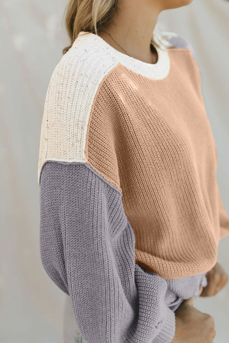 Multicolor Color Block Patchwork Baggy Sweater-Tops-MomFashion