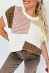 Multicolor Colorblock Mix Textured Sweater Tee-Tops-MomFashion