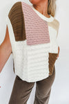 Multicolor Colorblock Mix Textured Sweater Tee-Tops-MomFashion