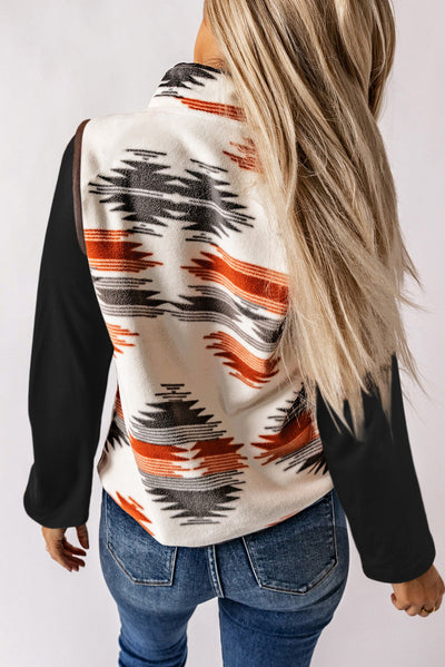 Multicolor Fuzzy Aztec Western Fashion Vest Jacket-Outerwear-MomFashion