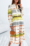 Multicolor Lace Up Tie-dye Print Long Shirt Dress-Dresses-MomFashion