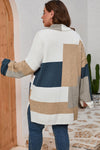 Multicolor Plus Size Colorblock Knit Cardigan-Plus Size-MomFashion