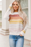 Multicolor Stripe Long Sleeve Round Neck Sweater-Tops-MomFashion