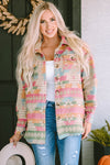 Multicolor Western Aztec Print Button Flap Pocket Shacket-Outerwear-MomFashion