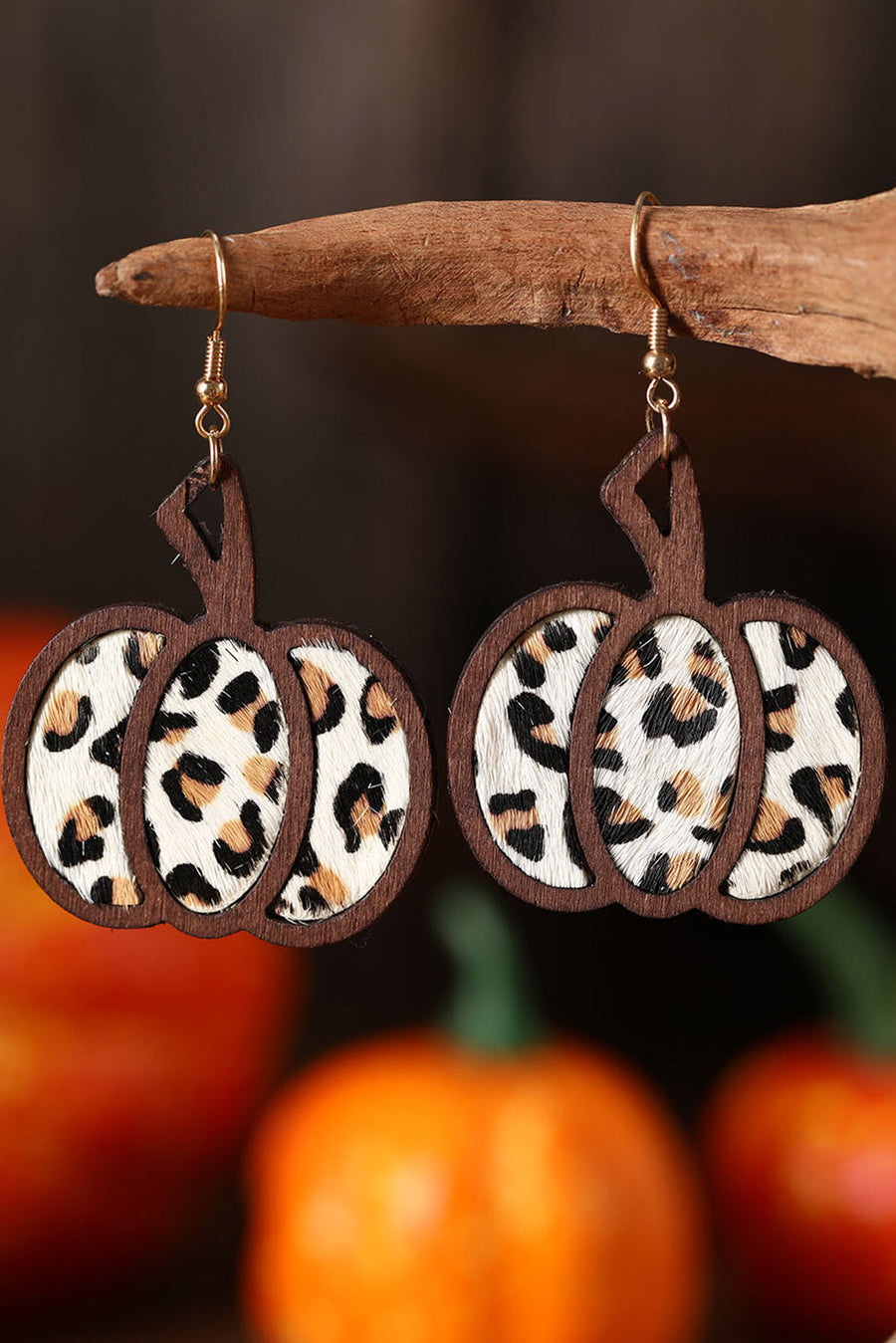 Multicolour Animal Print Pumpkin Shape Drop Earrings-Accessories-MomFashion