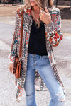 Multicolour Boho Mix Print Long Kimono-Outerwear-MomFashion