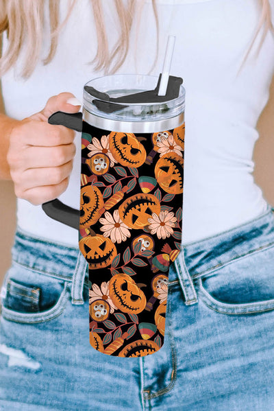 Multicolour Halloween Pumpkin Print 304 Stainless Vacuum Cup-Accessories-MomFashion