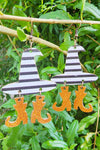 Multicolour Halloween Striped Witch Hat & Boots Earrings-Accessories-MomFashion