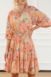 Multicolour Paisley Print Frilled Mini Dress-Dresses-MomFashion