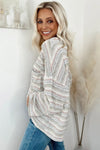 Multicolour Striped Drop Shoulder Loose Long Sleeve Knit Top-Tops-MomFashion