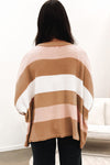 Multicolour Striped Knit Drop Shoulder Loose Sweater-Tops-MomFashion