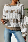 Multicolour Vertical Stripes Two Tones Drop Shoulder Sweater-Tops-MomFashion