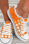 Orange Checkered Flat Canvas Shoes-Shoes & Bags-MomFashion