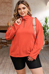 Orange O-ring Zipper Pocketed Plus Size Sweatshirt-Plus Size-MomFashion