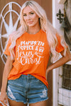 Orange PUMPKIN SPICE & Jesus Christ Graphic T-shirt-Graphic-MomFashion