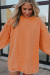 Orange Ribbed Corded Oversized Sweatshirt-Tops-MomFashion