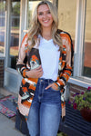 Orange Western Tribal Aztec Print Cardigan-Tops-MomFashion