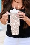 Parchment Floret Print Stainless Tumbler With Lid And Straw-Accessories-MomFashion