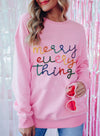 Peach Blossom Merry Every Thing Glitter Slogan Sweatshirt-Tops-MomFashion