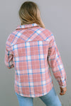 Pink Plaid Flap Pocket Flannel Shacket-Outerwear-MomFashion