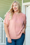 Pink Plus Size Swiss Dot Puff Sleeves Top-Plus Size-MomFashion