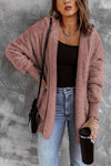 Pink Soft Fleece Hooded Open Front Coat-Outerwear-MomFashion