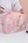 Pink WASHBAG Print Clear Frosted Waterproof Bag Set-Accessories-MomFashion