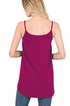 Pitaya Pink Spaghetti Strap V-Neck Flowy Tunic Tank Top-Tops-MomFashion