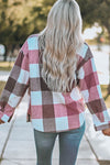 Plaid Color Block Buttoned Long Sleeve Jacket with Pocket-Outerwear-MomFashion