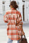 Plaid Flap Pocket Long Sleeve Shacket-Outerwear-MomFashion