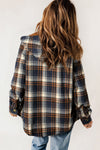 Plaid Pattern Sherpa Lined Hooded Shacket-Outerwear-MomFashion