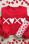 Red Puff XOXO Print Valentines Heart Sweatshirt-Graphic-MomFashion