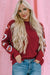 Red Sequined Heart Printed Sleeves Valentine Fashion Top