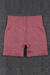 Red Solid Color High Waist Sports Active Shorts-Activewear-MomFashion