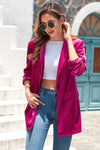 Rose Casual Pocketed Velvet Blazer-Outerwear-MomFashion