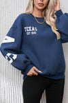 Sail Blue DALLAS Print Balloon Sleeve Oversized Sweatshirt-Tops-MomFashion