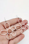 Silvery Alloy Hollowed Flower Hook Earrings-Accessories-MomFashion