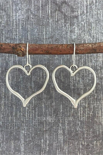 Silvery Heart Shape Hook Drop Earrings-Accessories-MomFashion