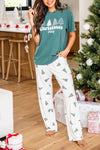 Skobeloff Christmas Tree Print Tee and Pants Lounge Set-Loungewear-MomFashion