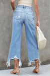 Sky Blue Heavy Destroyed High Waist Jeans-Bottoms-MomFashion