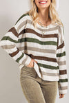 Stripe Crochet Hollow out Knit Sweater-Tops-MomFashion