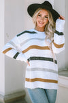 Striped Popcorn Knit Sweater-Tops-MomFashion