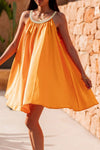 Vitality Orange Boho Woven Neckline Sleeveless Babydoll Dress-Dresses-MomFashion