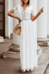 White Blue Fill Your Heart Lace Maxi Dress-Dresses-MomFashion