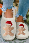 White Christmas Gingerbread Man Plush Home Slippers-Shoes & Bags-MomFashion